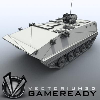 3D Model of Game-ready model of modern Chinese Armoured Personnel Carrier ZSD89 (Type89) with two RGB textures: 1024x1024 for APC and 1024x512 for track and wheels. - 3D Render 7